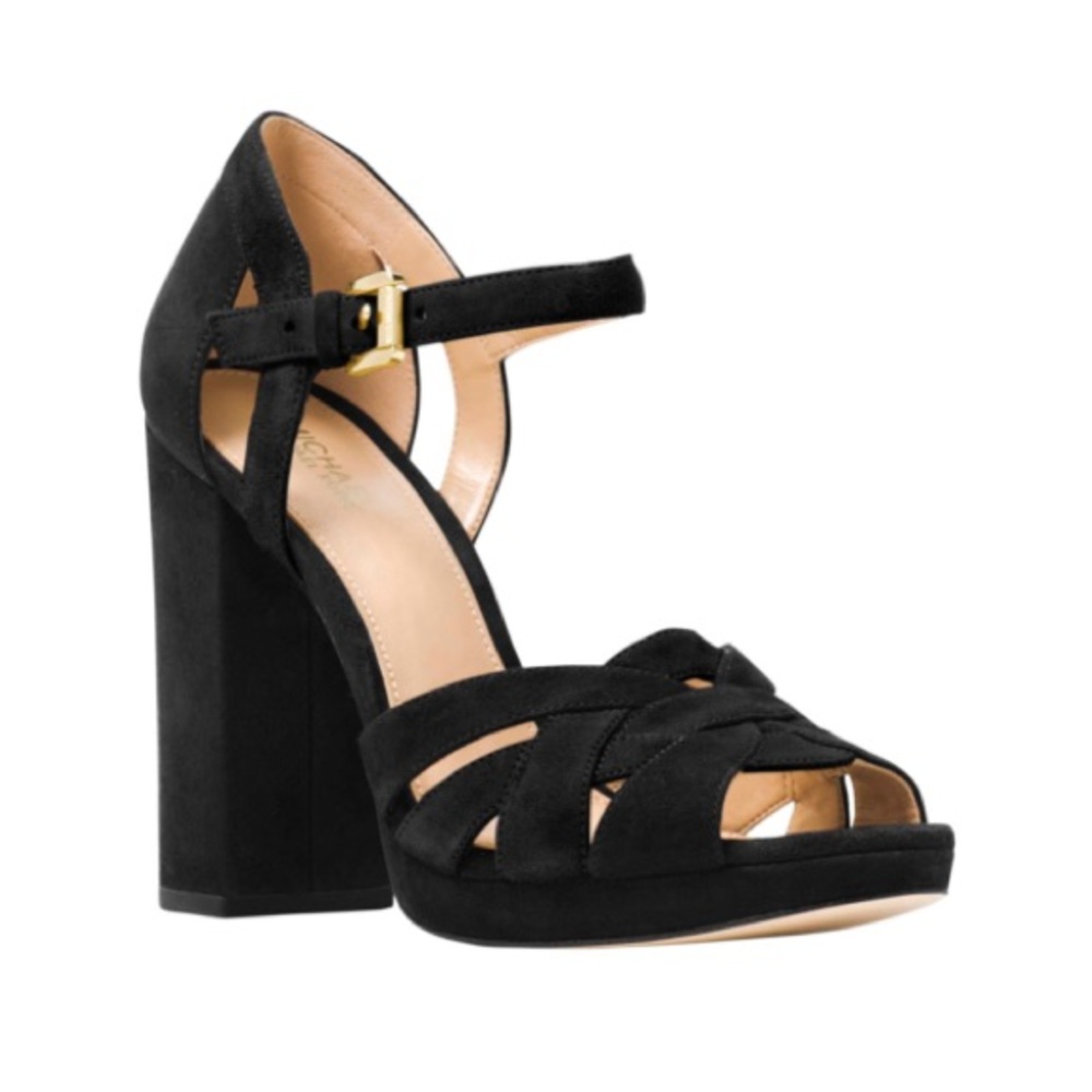 Michael Kors Annalise Platform Sandal in Black Suede